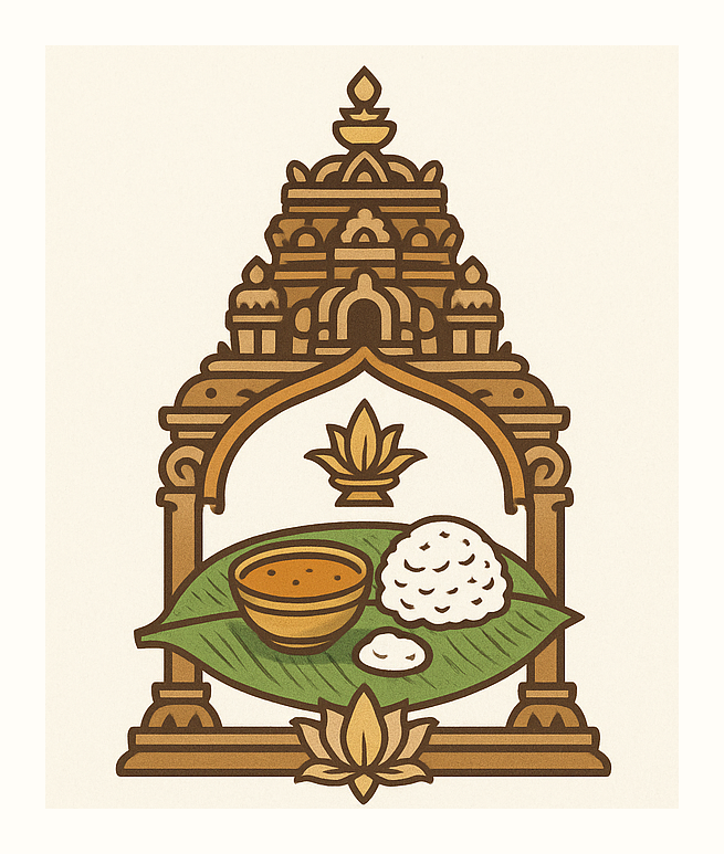 Temple and sacred food emblem